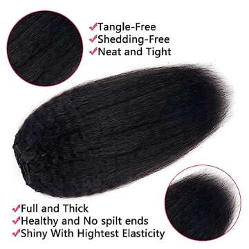 Kinky Straight Human Hair Clip In Extensions for Women