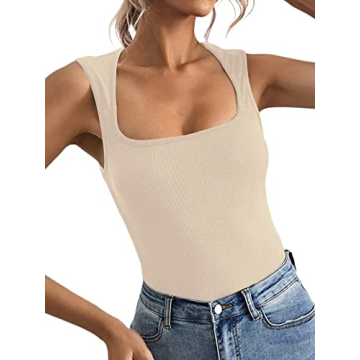 LYANER Women's Stylish Sleeveless Cami Tank Top in Ribbed Knit