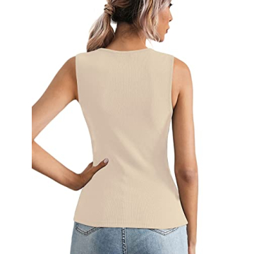 LYANER Women's Stylish Sleeveless Cami Tank Top in Ribbed Knit