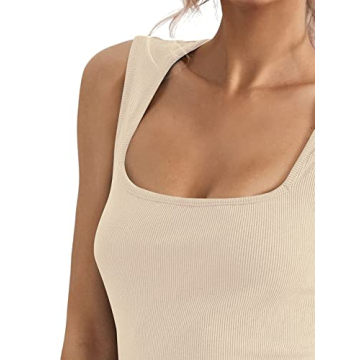 LYANER Women's Stylish Sleeveless Cami Tank Top in Ribbed Knit