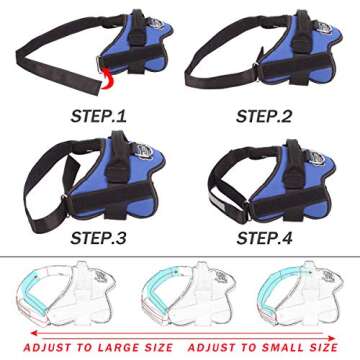 Bolux Dog Harness, No-Pull Reflective Dog Vest, Breathable Adjustable Pet Harness with Handle for Outdoor Walking - No More Pulling, Tugging or Choking (Blue, L)