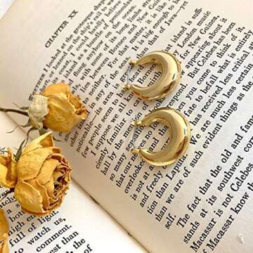 Gold Chunky Hoop Earrings Set for Women Hypoallergenic