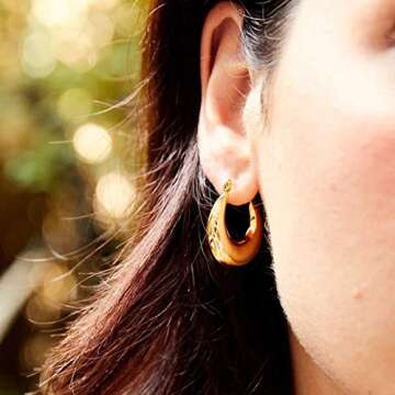 Gold Chunky Hoop Earrings Set for Women Hypoallergenic