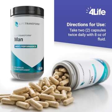 4Life Transform Man – Sexual Performance & Vitality Supplement for Men - Supports Nitric Oxide Production, Energy, & Overall Well-Being with L-Citrulline, Vitamin D3, & Korean Ginseng – 120 Caps