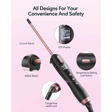 Wavytalk 3/8 Inch Small Curling Iron and 3/10 Inch Pencil Flat Iron Set for All Hair Types with Adjustable Temp Settings & Dual Voltage