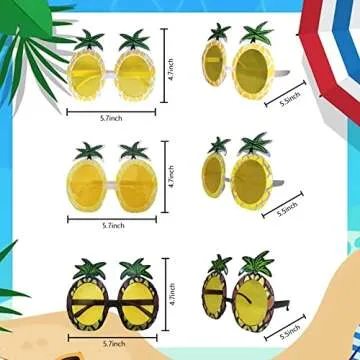 Luau Party Favors, 4 Pack Hawaiian Funny Pineapple Glasses, Tropical Party Decorations, Aloha Beach ...