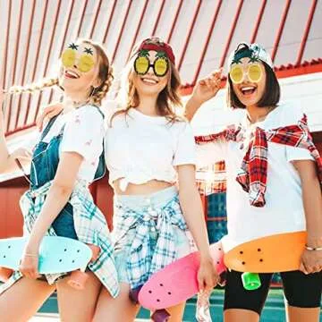 Luau Party Favors, 4 Pack Hawaiian Funny Pineapple Glasses, Tropical Party Decorations, Aloha Beach Themed Supplies (4 Packs)