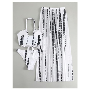 SOLY HUX Women's Tie Dye Halter Bikini Swimsuit Set