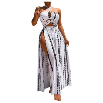 SOLY HUX Women's Tie Dye Halter Bikini Swimsuit Set