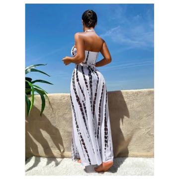 SOLY HUX Women's Tie Dye Halter Bikini Swimsuit Set