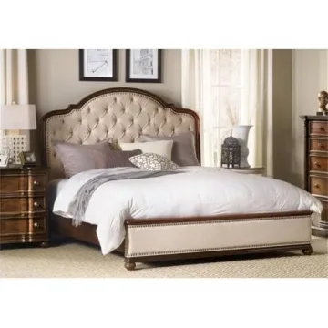 Leesburg King Upholstered Button Tufted Bed with Rails