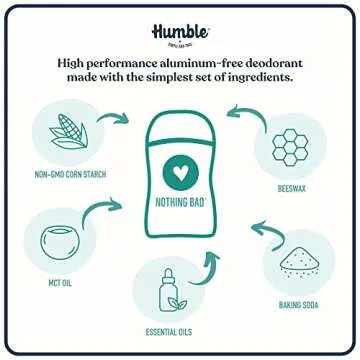 HUMBLE BRANDS Original Formula Aluminum-free Deodorant. Long Lasting Odor Control with Baking Soda and Essential Oils, Assorted, 3-Pack
