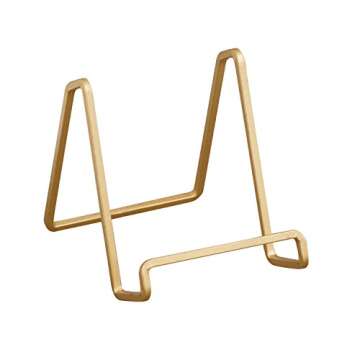 Tripar 3-Inch Gold Painted Square Book Holder/Stand, Wire Mini Easel, Small Photo Stands for Table, ...