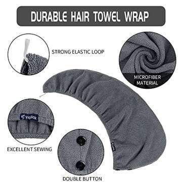Microfiber Hair Towel, Drying Hair Towels Wrap for Women, Dry Hair Turban Towel for Curly Wavy Frizz...