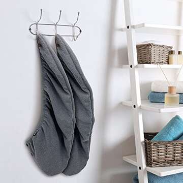 Microfiber Hair Towel, Drying Hair Towels Wrap for Women, Dry Hair Turban Towel for Curly Wavy Frizzy Long Thick Wet Hair, Hair Accessories Products - Anti Frizz, Quick Dry, Super Absorbent (2PC Grey)