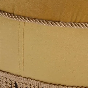 Maklaine Gold Velvet Tufted Round Ottoman for Home