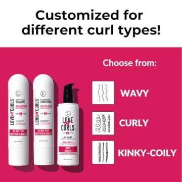 Love Ur Curls - Shampoo & Conditioner Set with All in One Curl Cream Styler for Curly Hair, 3 Step System for Repair and Moisturizing
