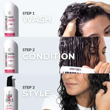 Love Ur Curls - Shampoo & Conditioner Set with All in One Curl Cream Styler for Curly Hair, 3 Step System for Repair and Moisturizing