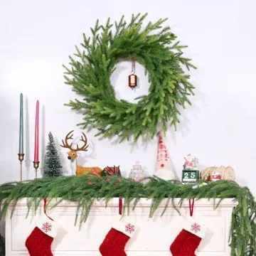 Stunning 24" Norfolk Pine Christmas Wreath with Cow Bell