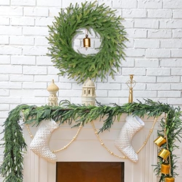 Stunning 24" Norfolk Pine Christmas Wreath with Cow Bell