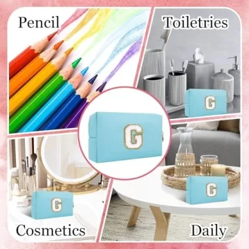 Personalized Initial Letter Makeup Bag Waterproof PU Leather