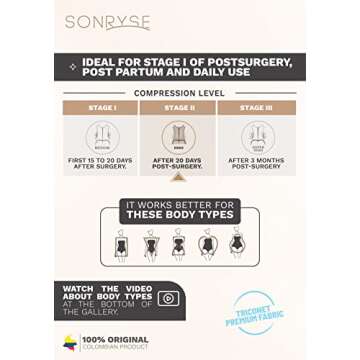 Sonryse TR211BF Colombian Butt Lifter Shapewear for Women Fajas Stage 1 Colombianas Post Surgery Reductoras y Moldeadoras para Mujer Beige 3XL