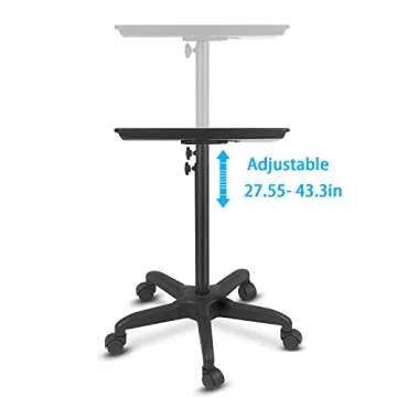 Salon Rolling Tray,Tattoo Tray Rolling Trolley Adjustable Height Utility Cart, Beauty Salon Clinic Spa Service Instrument Storage Tray(Black)