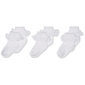 Jefferies Socks Baby-Girls Newborn Eyelet Lace Socks 3 Pair Pack, White, Newborn