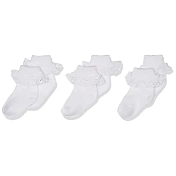 Jefferies Socks Baby-Girls Newborn Eyelet Lace Socks 3 Pair Pack, White, Newborn