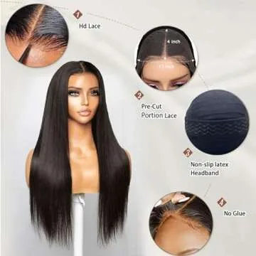 Hechirun Glueless 13x4 Lace Front Straight Wig 24 Inch