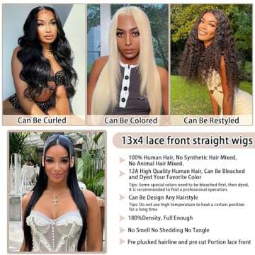 Hechirun Glueless 13x4 Lace Front Straight Wig 24 Inch