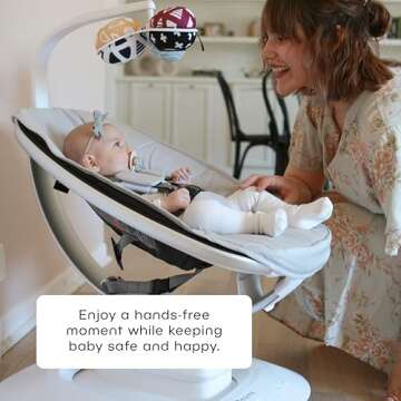 4moms MamaRoo Multi-Motion Baby Swing in Classic Grey with Plush Infant Insert, Maroon