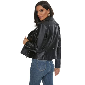 Fahsyee Women's Black Faux Leather Jacket - Plus Size Stylish Outerwear