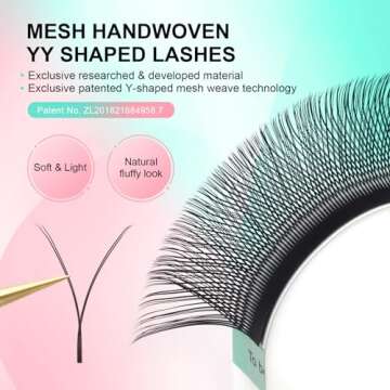 NAGARAKU YY Eyelash Extensions Y Lash 4D Easy Fan Russian Volume Wispy Clusters 12 Rows