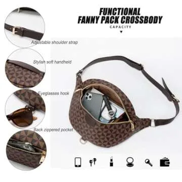 Versatile Women's Designer Fanny Pack - Sling Bag for On-the-Go Style & Travel - Perfect as Crossbody or Chest Bum Bag (Beige)