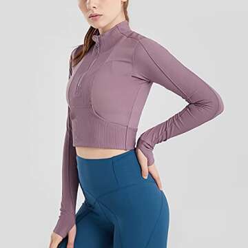 Specific Heart Women’s Stretchy Workout Lightweight, Half Zipe Long Sleeve Jacket With Front Pockets