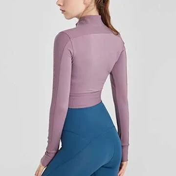 Specific Heart Women’s Stretchy Workout Lightweight, Half Zipe Long Sleeve Jacket With Front Pockets