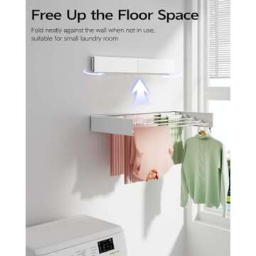 Vikaqi Wall Mounted Clothes Drying Rack 32", Foldable Wall Mount Laundry Drying Rack Folding Indoor,...