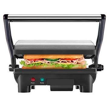 New House Kitchen Stainless Steel Non-Stick Panini Press Grill & Gourmet Sandwich Maker with Removab...