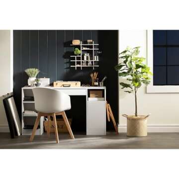 South Shore Crea Craft Table with Open and Closed Storage, Pure White