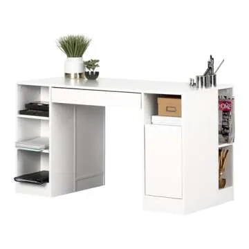 South Shore Crea Craft Table with Open and Closed Storage, Pure White