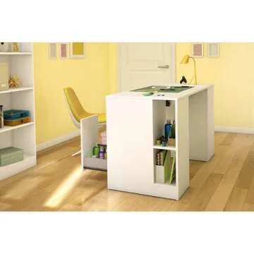 South Shore Crea Craft Table with Open and Closed Storage, Pure White