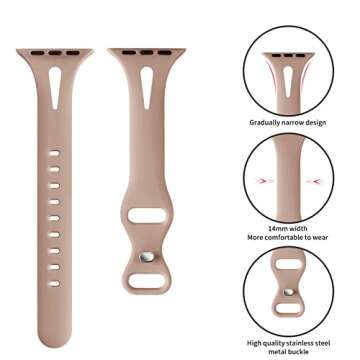 Acrbiutu 6 Pack Bands Compatible with Apple Watch 38mm 40mm 41mm 42mm 44mm 45mm, Slim Thin Narrow Replacement Water Drop Silicone Sport Strap Wristbands for iWatch Series SE 7/6/5/4/3/2/1 Women Men