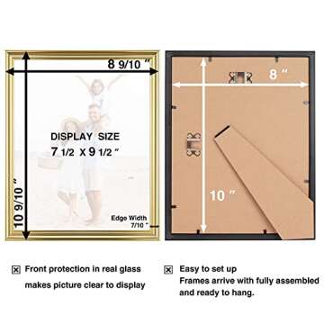 LaVie Home 8x10 Picture Frames(3 Pack, Gold) Wall or Tabletop Display, Graceful Beveled Detail Design Photo frames with High Definition Glass, Perfect for Home Decor, Set of 3 Basic Collection