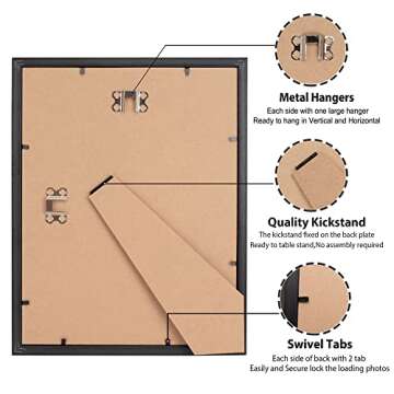 LaVie Home 8x10 Picture Frames(3 Pack, Gold) Wall or Tabletop Display, Graceful Beveled Detail Design Photo frames with High Definition Glass, Perfect for Home Decor, Set of 3 Basic Collection