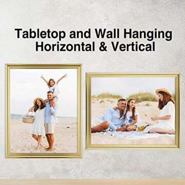 LaVie Home 8x10 Picture Frames(3 Pack, Gold) Wall or Tabletop Display, Graceful Beveled Detail Design Photo frames with High Definition Glass, Perfect for Home Decor, Set of 3 Basic Collection