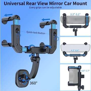 VRIG MG-15 Magnetic Rear View Mirror Phone Holder for car [Big Rear Mirrors Friendly],Magsafe Hands ...