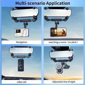 VRIG MG-15 Magnetic Rear View Mirror Phone Holder for car [Big Rear Mirrors Friendly],Magsafe Hands Free 360 Rotating Strong Magnet Cell Phone Mount Fit for iPhone 14/13/12 Series