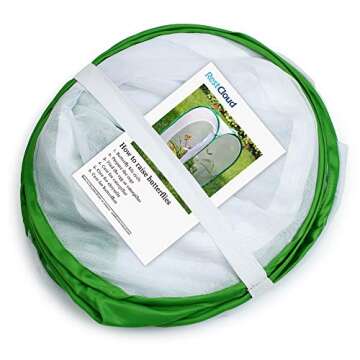 RESTCLOUD 36" Large Monarch Butterfly Habitat, Giant Collapsible Insect Mesh Cage Terrarium Pop-up 24 x 24 x 36 Inches