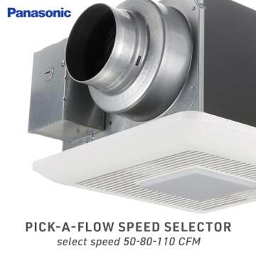 Panasonic FV-0511VQL1 WhisperCeiling DC Ventilation Fan with LED Light - Customizable Airflow Choice...